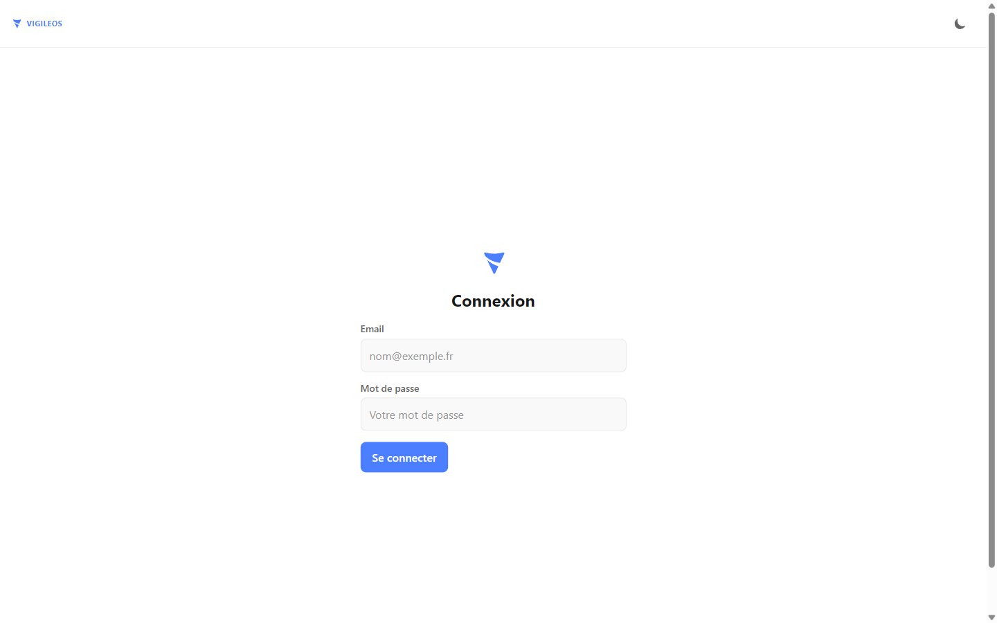 Interface de l'agent — connexion