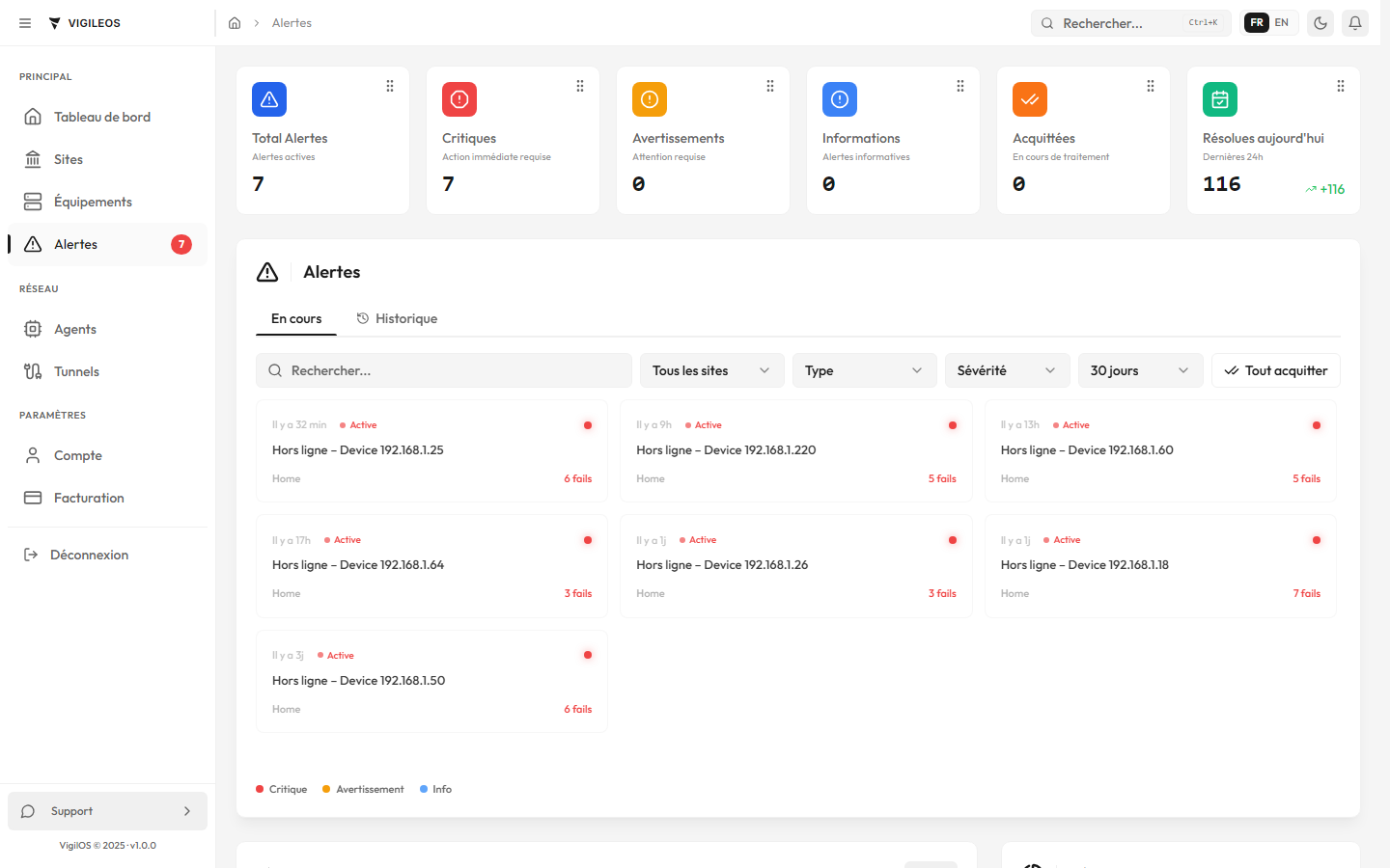 Page Alertes