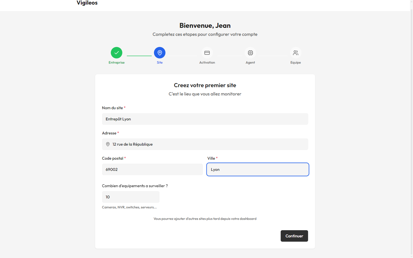 Étape 2 — Premier site